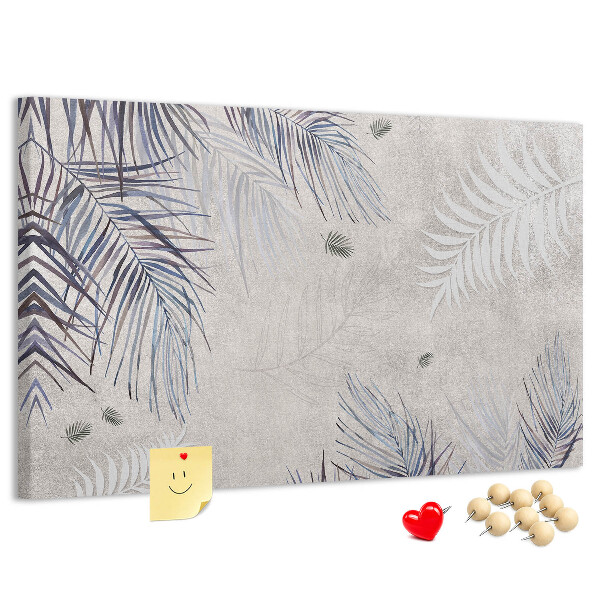 Tableau de liège Feuilles délicates sur fond gris