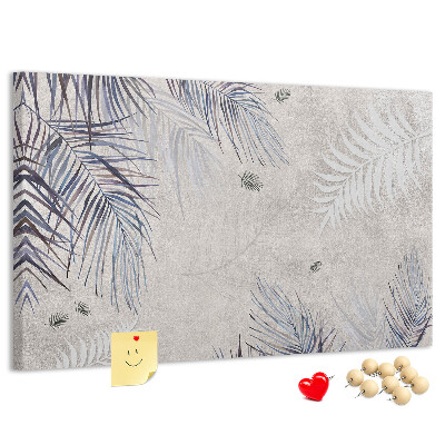 Tableau de liège Feuilles délicates sur fond gris