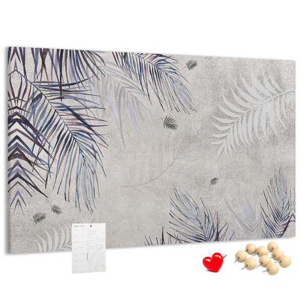 Tableau de liège Feuilles délicates sur fond gris