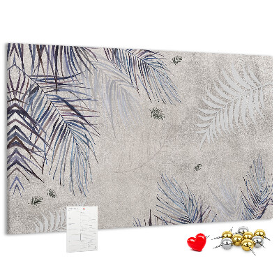 Tableau de liège Feuilles délicates sur fond gris