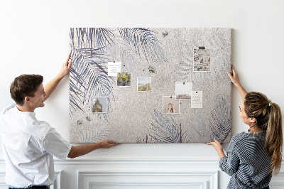 Tableau de liège Feuilles délicates sur fond gris