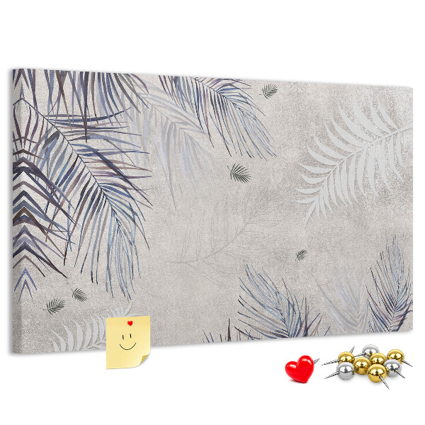 Tableau de liège Feuilles délicates sur fond gris