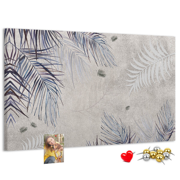 Tableau de liège Feuilles délicates sur fond gris
