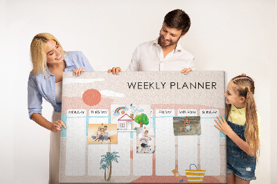 Tableau en liège Agenda hebdomadaire sur le thème de la plage estivale