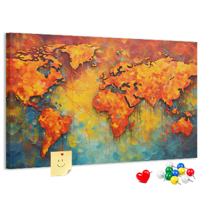 Tableau de liège Une carte du monde colorée aux couleurs intenses