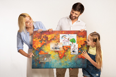 Tableau de liège Une carte du monde colorée aux couleurs intenses