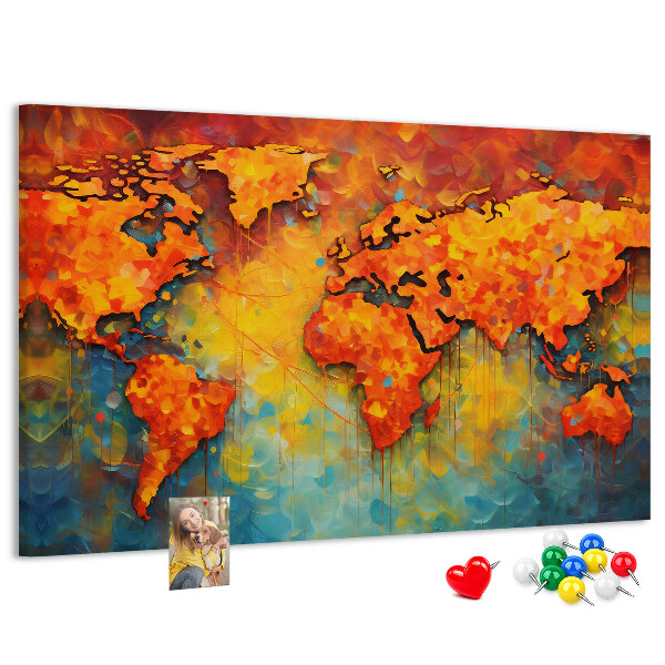 Tableau de liège Une carte du monde colorée aux couleurs intenses