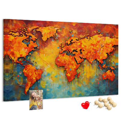 Tableau de liège Une carte du monde colorée aux couleurs intenses