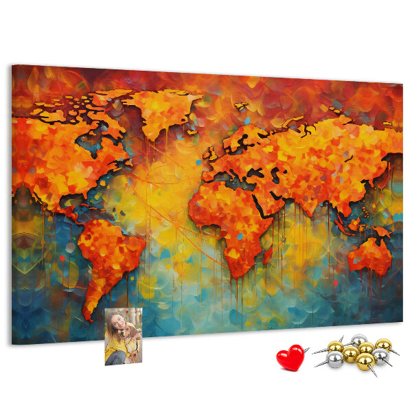 Tableau de liège Une carte du monde colorée aux couleurs intenses