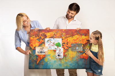 Tableau de liège Une carte du monde colorée aux couleurs intenses