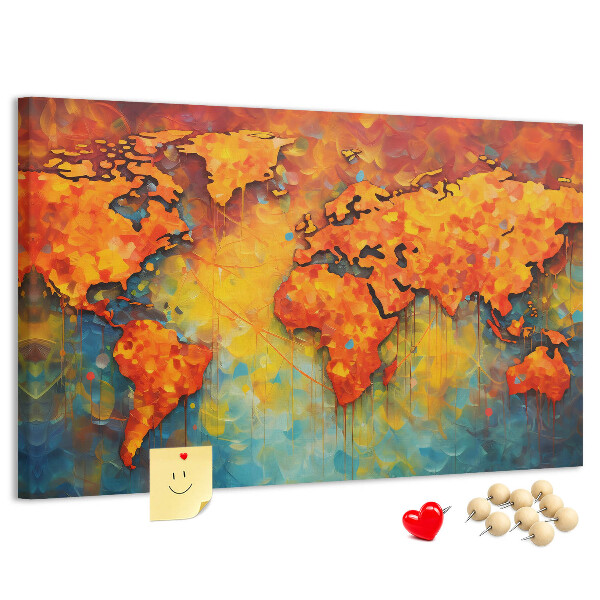 Tableau de liège Une carte du monde colorée aux couleurs intenses