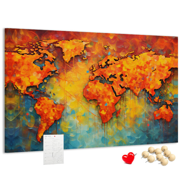Tableau de liège Une carte du monde colorée aux couleurs intenses