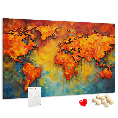 Tableau de liège Une carte du monde colorée aux couleurs intenses