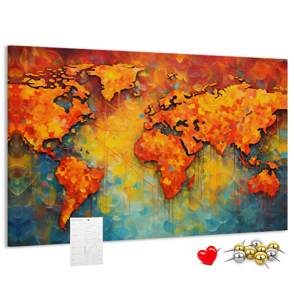 Tableau de liège Une carte du monde colorée aux couleurs intenses