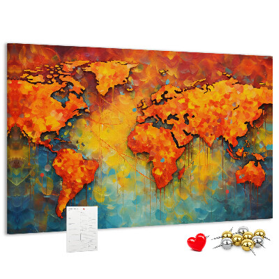Tableau de liège Une carte du monde colorée aux couleurs intenses