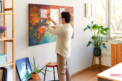 Tableau de liège Une carte du monde colorée aux couleurs intenses