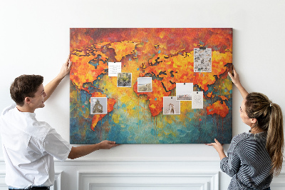 Tableau de liège Une carte du monde colorée aux couleurs intenses