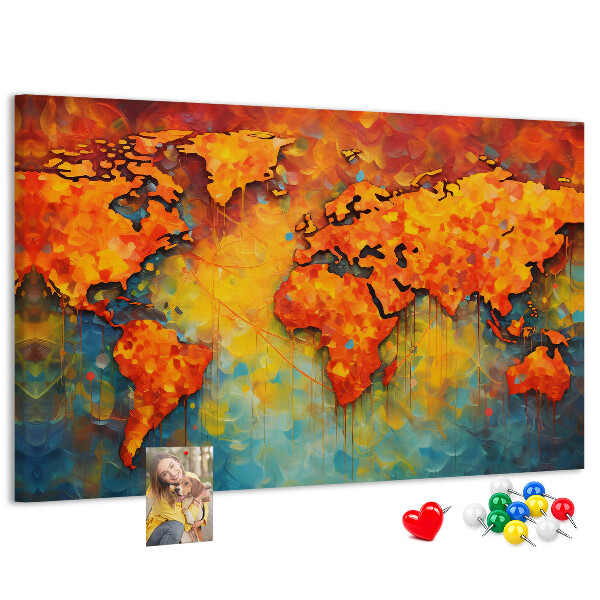 Tableau de liège Une carte du monde colorée aux couleurs intenses