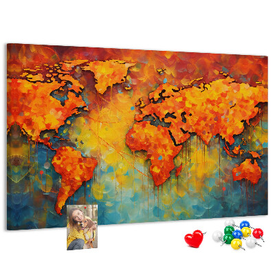 Tableau de liège Une carte du monde colorée aux couleurs intenses