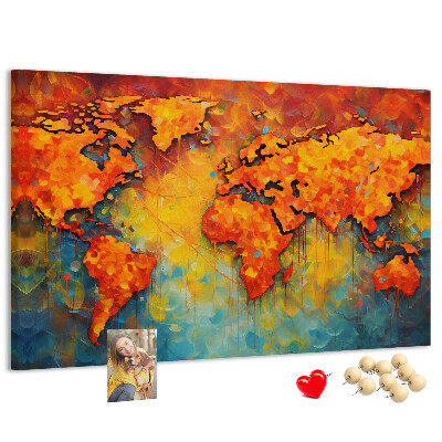 Tableau de liège Une carte du monde colorée aux couleurs intenses