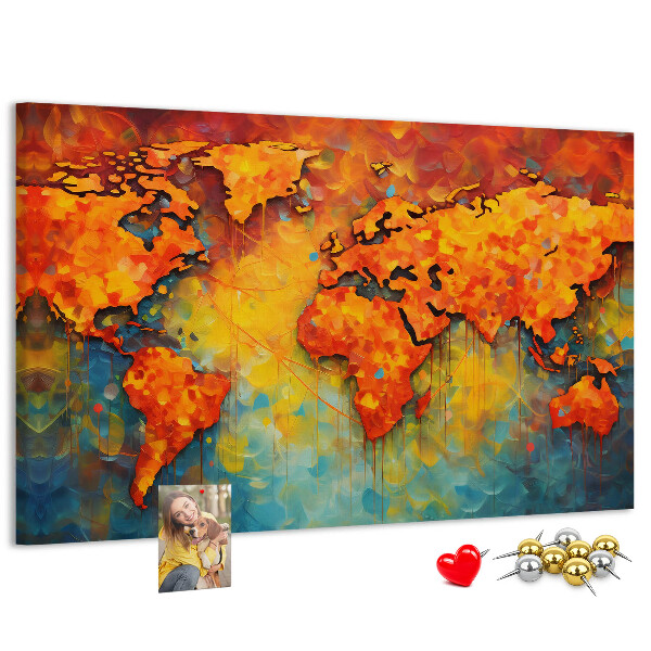 Tableau de liège Une carte du monde colorée aux couleurs intenses