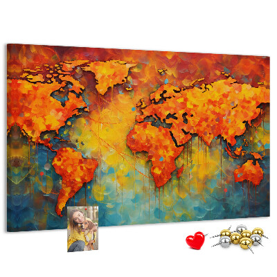 Tableau de liège Une carte du monde colorée aux couleurs intenses