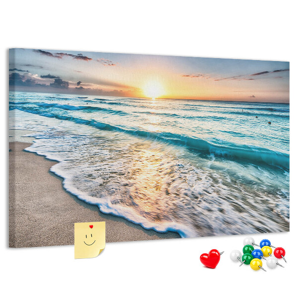 Tableau en liège Coucher de soleil sur la mer calme