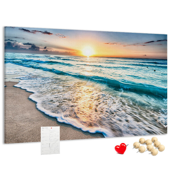 Tableau en liège Coucher de soleil sur la mer calme