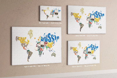 Tableau affichage liège Carte du monde avec les noms des pays.