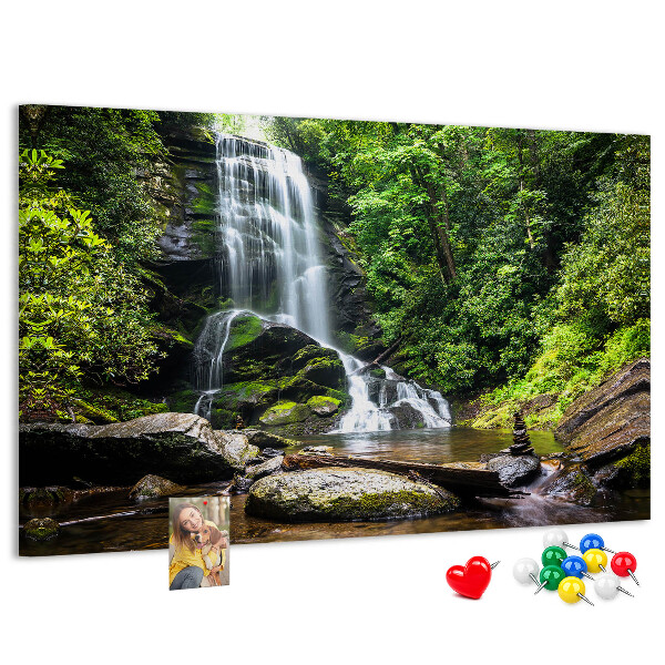 Tableau en liège Cascade dans une forêt de montagne verdoyante