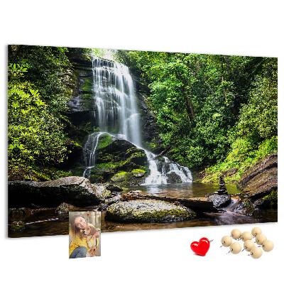 Tableau en liège Cascade dans une forêt de montagne verdoyante