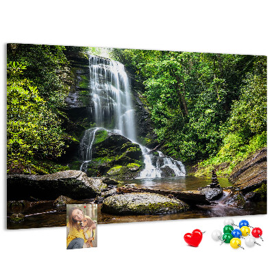 Tableau en liège Cascade dans une forêt de montagne verdoyante