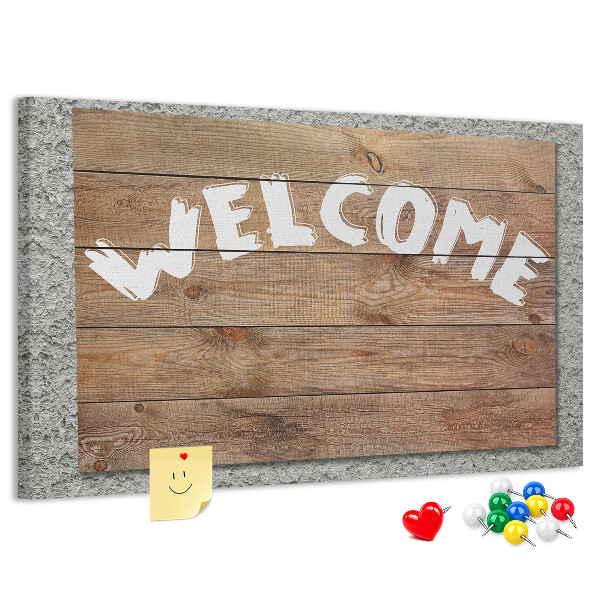 Tableau affichage liège Panneau de bienvenue en bois avec inscription