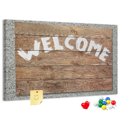 Tableau affichage liège Panneau de bienvenue en bois avec inscription