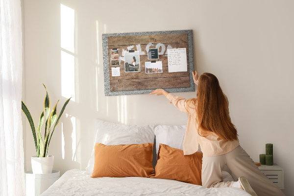 Tableau affichage liège Panneau de bienvenue en bois avec inscription