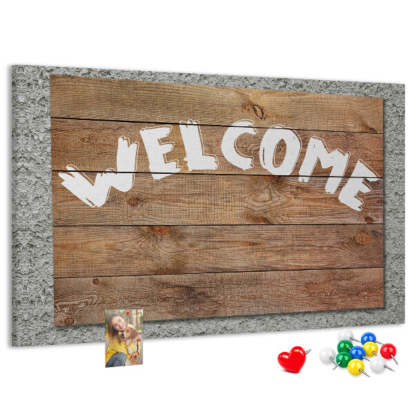 Tableau affichage liège Panneau de bienvenue en bois avec inscription