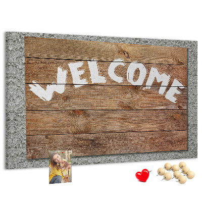 Tableau affichage liège Panneau de bienvenue en bois avec inscription