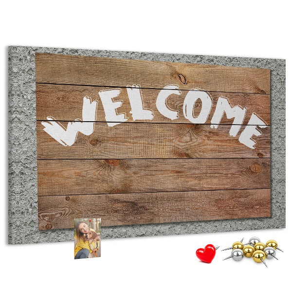 Tableau affichage liège Panneau de bienvenue en bois avec inscription