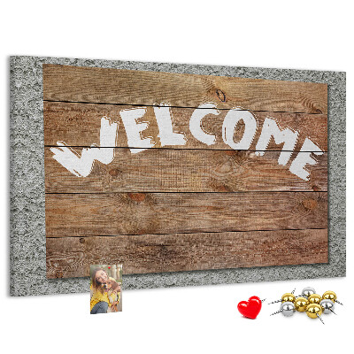 Tableau affichage liège Panneau de bienvenue en bois avec inscription
