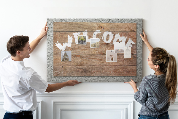 Tableau affichage liège Panneau de bienvenue en bois avec inscription