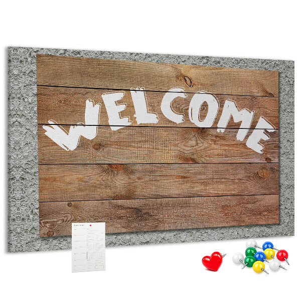 Tableau affichage liège Panneau de bienvenue en bois avec inscription
