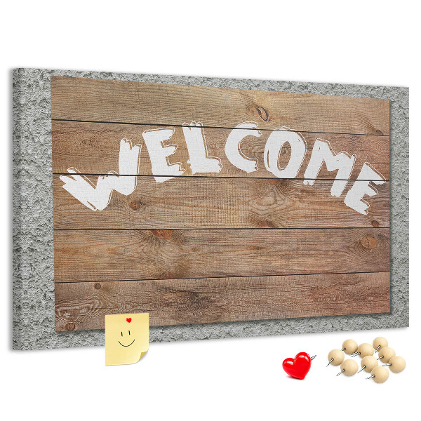 Tableau affichage liège Panneau de bienvenue en bois avec inscription