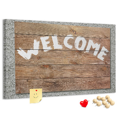 Tableau affichage liège Panneau de bienvenue en bois avec inscription