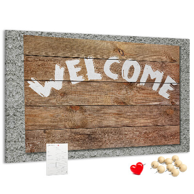 Tableau affichage liège Panneau de bienvenue en bois avec inscription