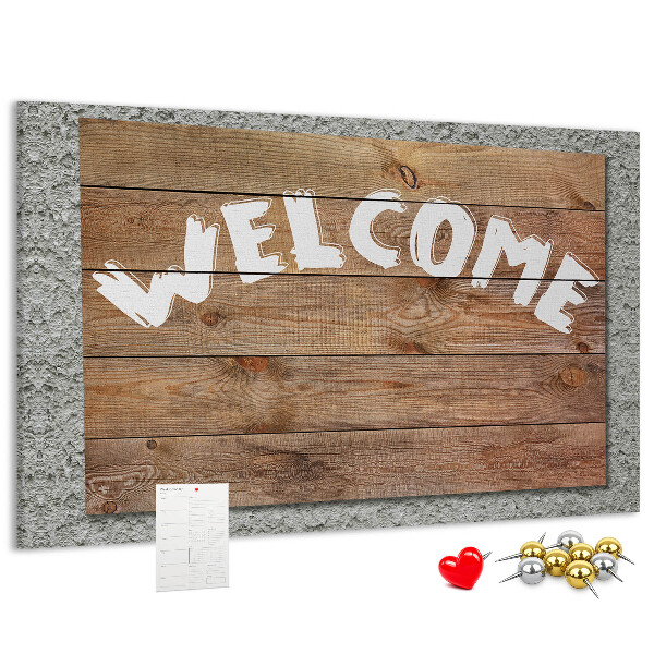 Tableau affichage liège Panneau de bienvenue en bois avec inscription