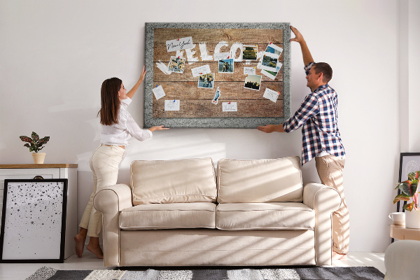Tableau affichage liège Panneau de bienvenue en bois avec inscription