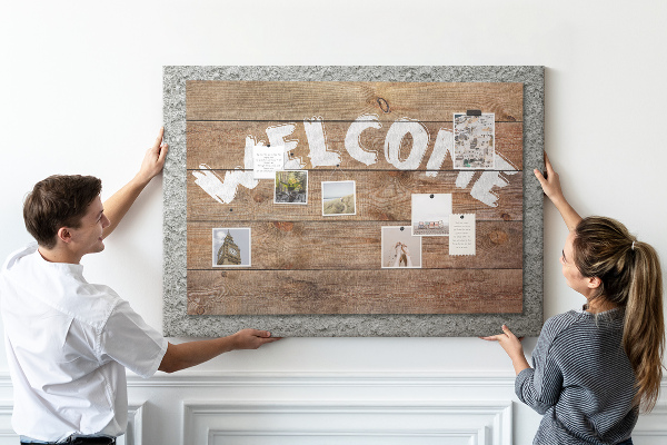 Tableau affichage liège Panneau de bienvenue en bois avec inscription