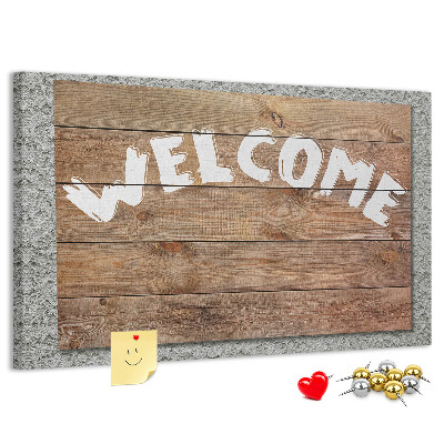 Tableau affichage liège Panneau de bienvenue en bois avec inscription
