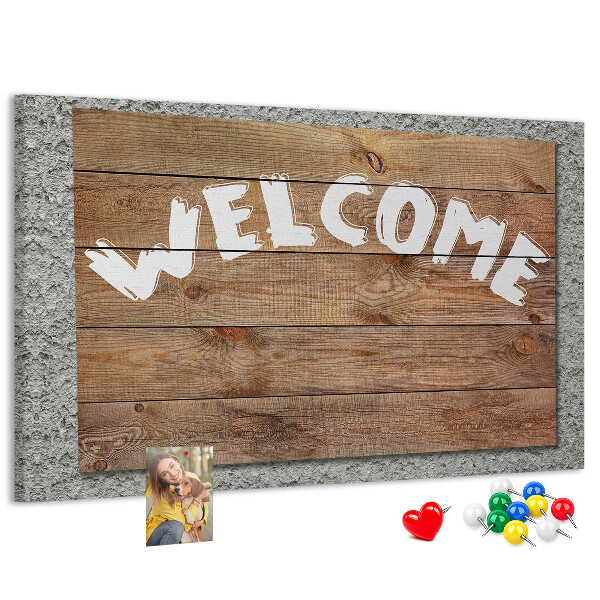 Tableau affichage liège Panneau de bienvenue en bois avec inscription