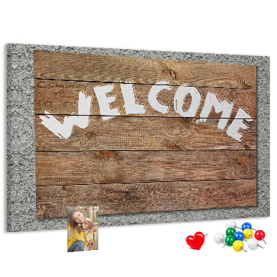 Tableau affichage liège Panneau de bienvenue en bois avec inscription